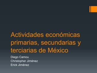 Actividades económicas
primarias, secundarias y
terciarias de México
Diego Camou
Christopher Jiménez
Erick Jiménez
 