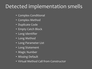 House of Cards: Code Smells in Open-source C# Repositories | PPT