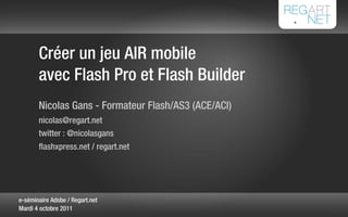 e-séminaire Regart.net / Adobe : "Création d'un jeu AIR mobile"