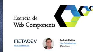 Esencia de
Web Components
Pedro J. Molina
http://pjmolina.com
@pmolinamhttps://metadev.pro
 