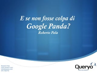E se non fosse colpa di  Google Panda? Roberto Pala Roberto Pala www.queryo.com info@queryo.com  070 7542192 