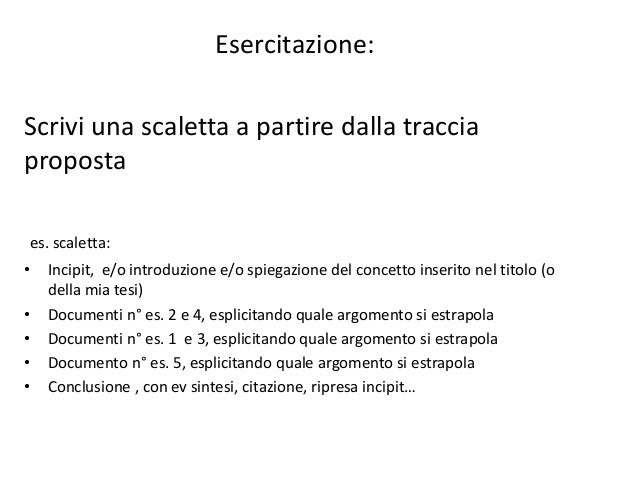 Esercitazione Saggio Breve