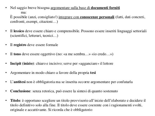 Come Si Fa Il Saggio Breve Esercitazione saggio breve