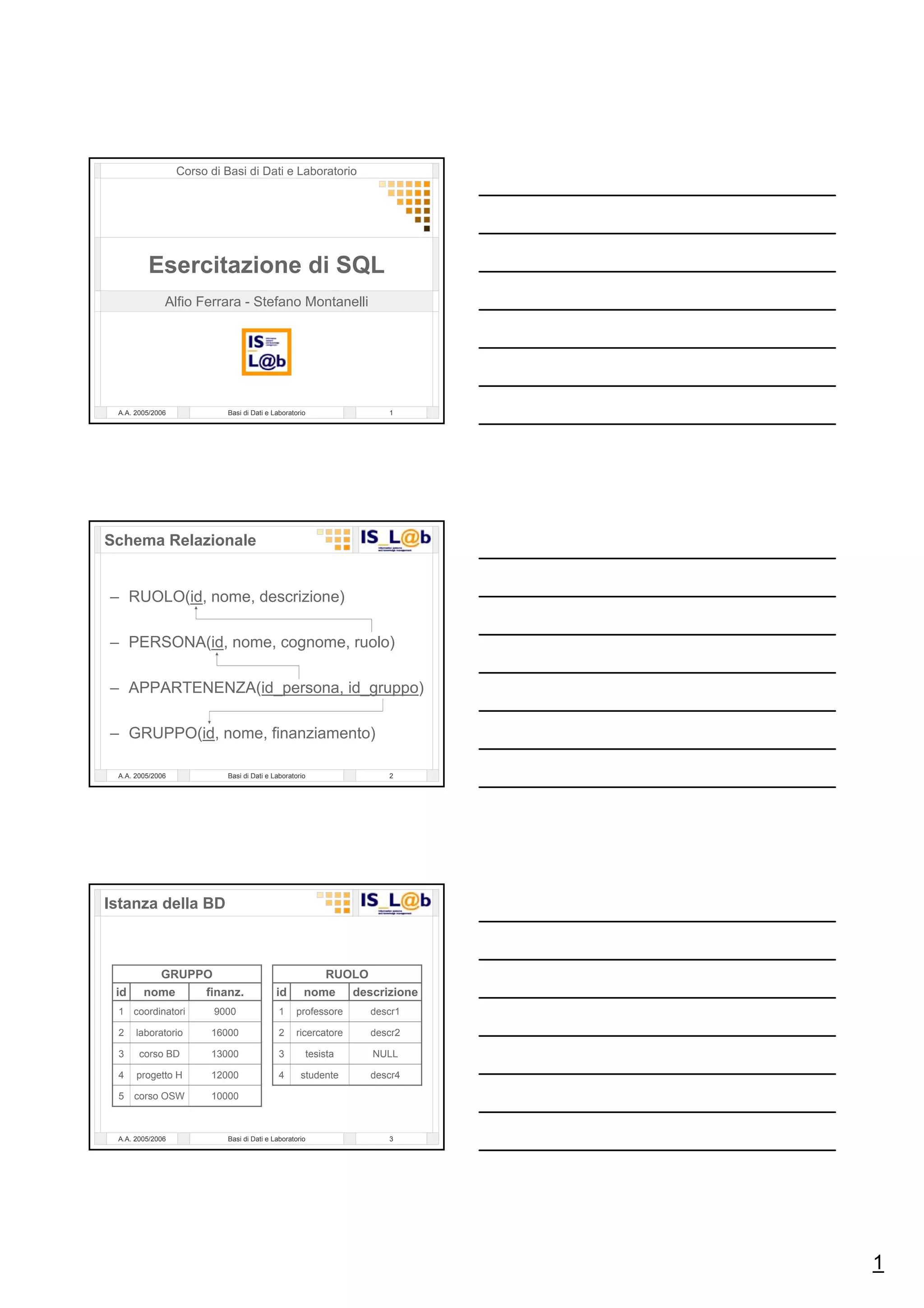 Esercitazioni 02 S Q L