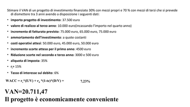 Esercizi finanza aziendale | PPT