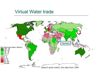 Virtual Water trade Doesn’t quite match, this data from 1997 Yemen 