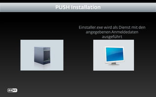 PUSH Installation
Einstaller.exe wird als Dienst mit den
angegebenen Anmeldedaten
ausgeführt
 