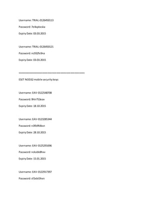 Eset nod32 username