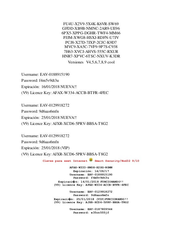 password nod32 v9