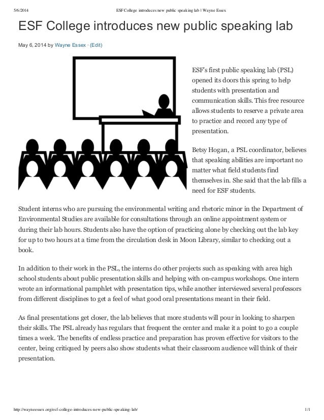 ESF college introduces new public speaking lab