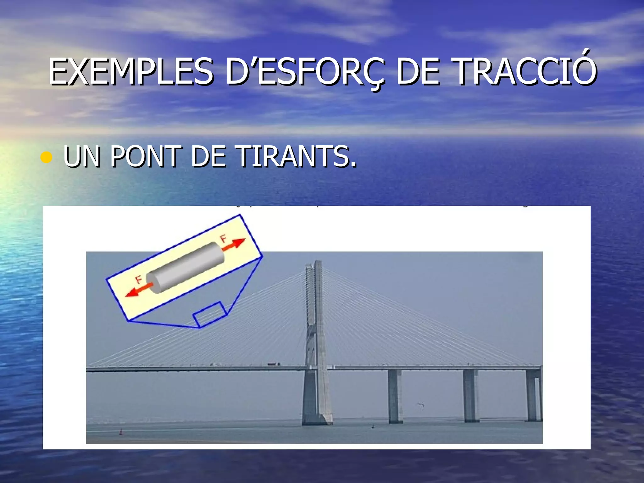 UN PONT DE TIRANTS. EXEMPLES D’ESFORÇ DE TRACCIÓ 