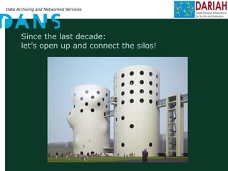 Data Archiving and Networked Services
Since the last decade:
let’s open up and connect the silos!
 