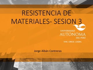 RESISTENCIA DE
MATERIALES- SESION 3
Jorge Albán Contreras
 