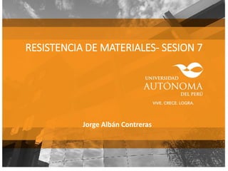 RESISTENCIA DE MATERIALES- SESION 7
Jorge Albán Contreras
 