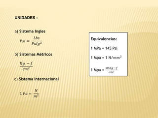 UNIDADES :
a) Sistema Ingles
b) Sistemas Métricos
c) Sistema Internacional
 