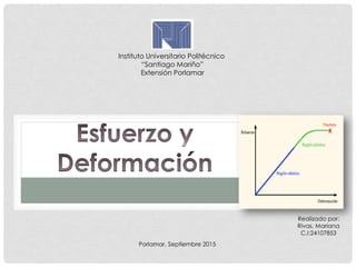 Instituto Universitario Politécnico
“Santiago Mariño”
Extensión Porlamar
Realizado por:
Rivas, Mariana
C.I:24107853
Porlamar, Septiembre 2015
 