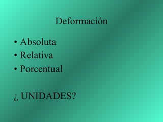 Deformación Absoluta Relativa Porcentual ¿ UNIDADES? 