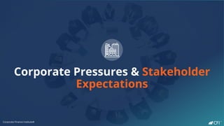 Corporate Finance Institute®
Corporate Pressures & Stakeholder
Expectations
 