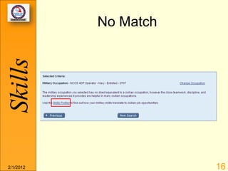 Skills     No Match




2/1/2012              16
 