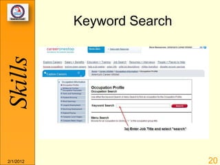 Skills     Keyword Search




2/1/2012                    20
 