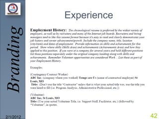 Branding   Experience




2/1/2012                42
 