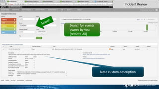 Search for events
owned by you
(remove All)
Note custom description
Incident Review
 