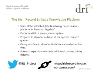 Reusing Legacy data: Irish Historic Vital Registration Data, 1864-1913