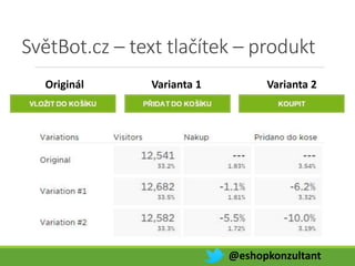 SvětBot.cz – text tlačítek – produkt
@eshopkonzultant
Varianta 1Originál Varianta 2
 