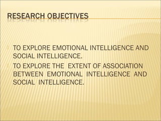 Relationship between emotional intelligence and social Intelligence | PPT