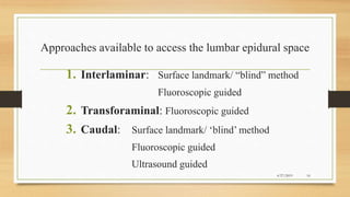 Landmark Method Injection Epidural Steroid Injection in low back pain | PPTX
