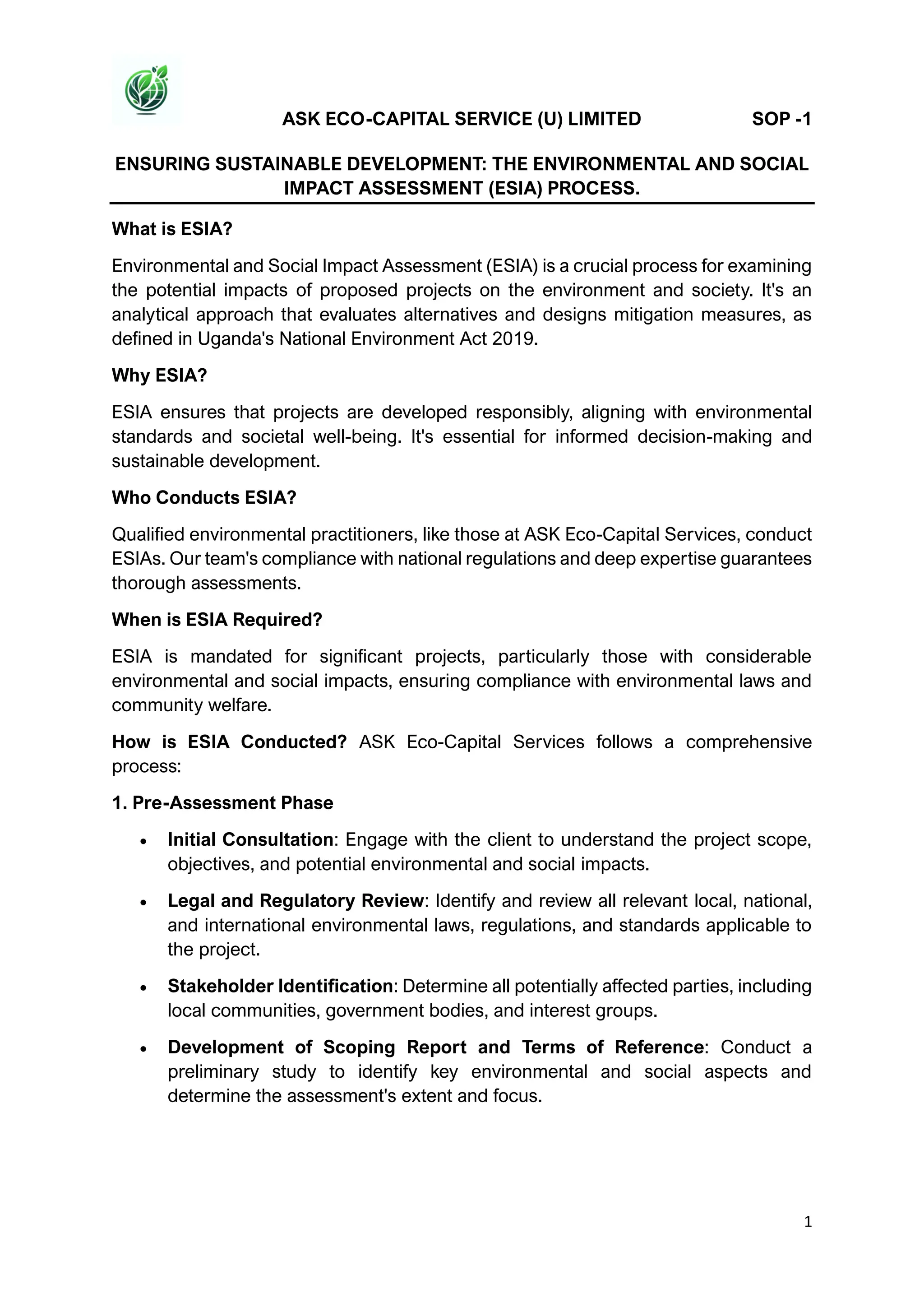 ENSURING SUSTAINABLE DEVELOPMENT THE ENVIRONMENTAL AND SOCIAL IMPACT