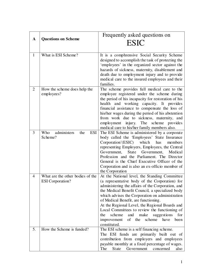 Esic Faq 1