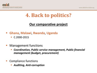 The Politics of Core Public Sector
Reform in Ghana
Researchers
Daniel Appiah – University of Ghana Business School
Abdul-G...