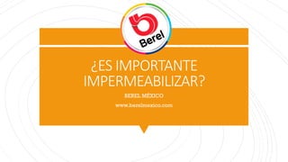 ¿ES IMPORTANTE
IMPERMEABILIZAR?
BEREL MÉXICO
www.berelmexico.com
 