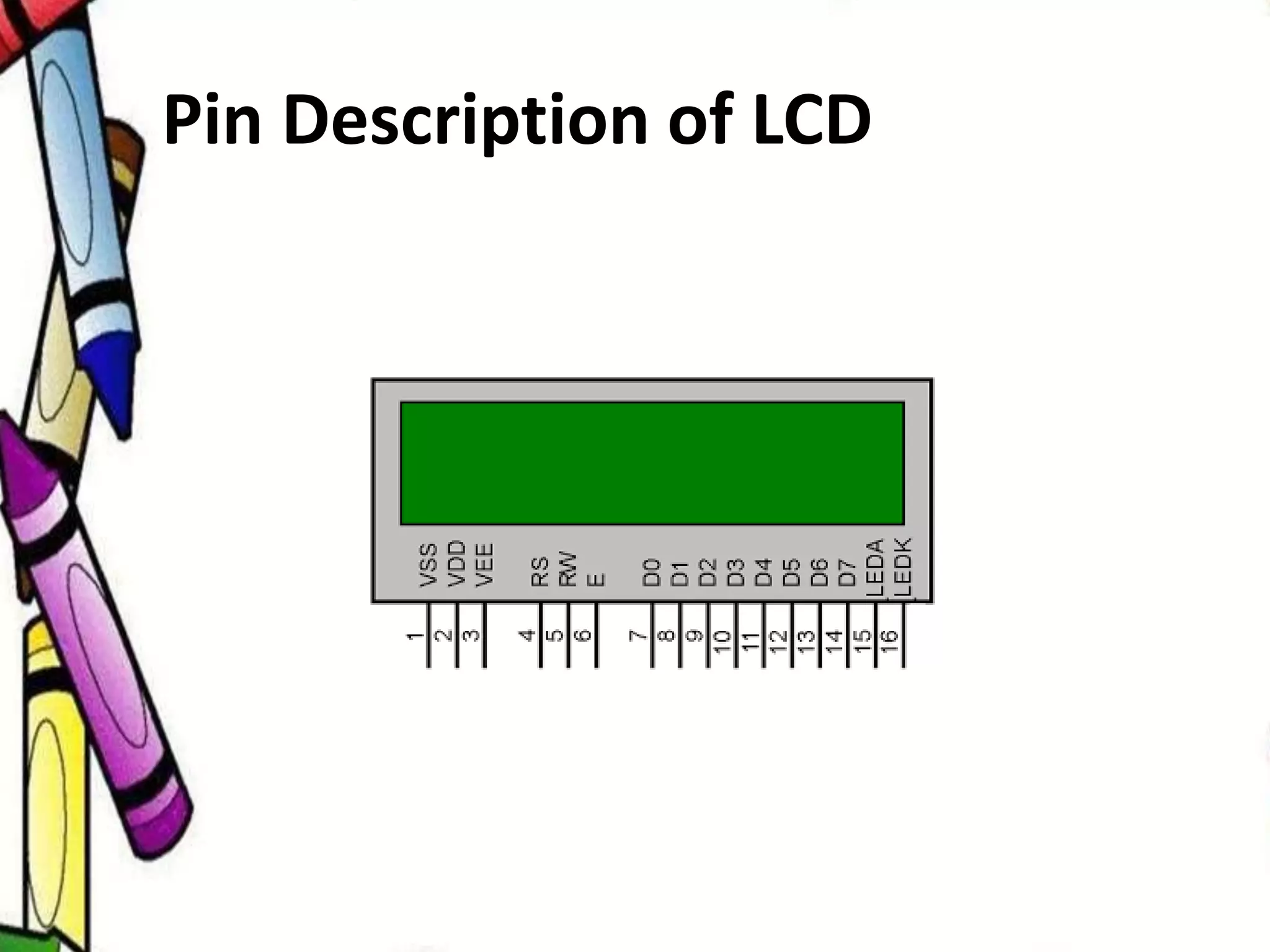 Pin Description of LCD
 