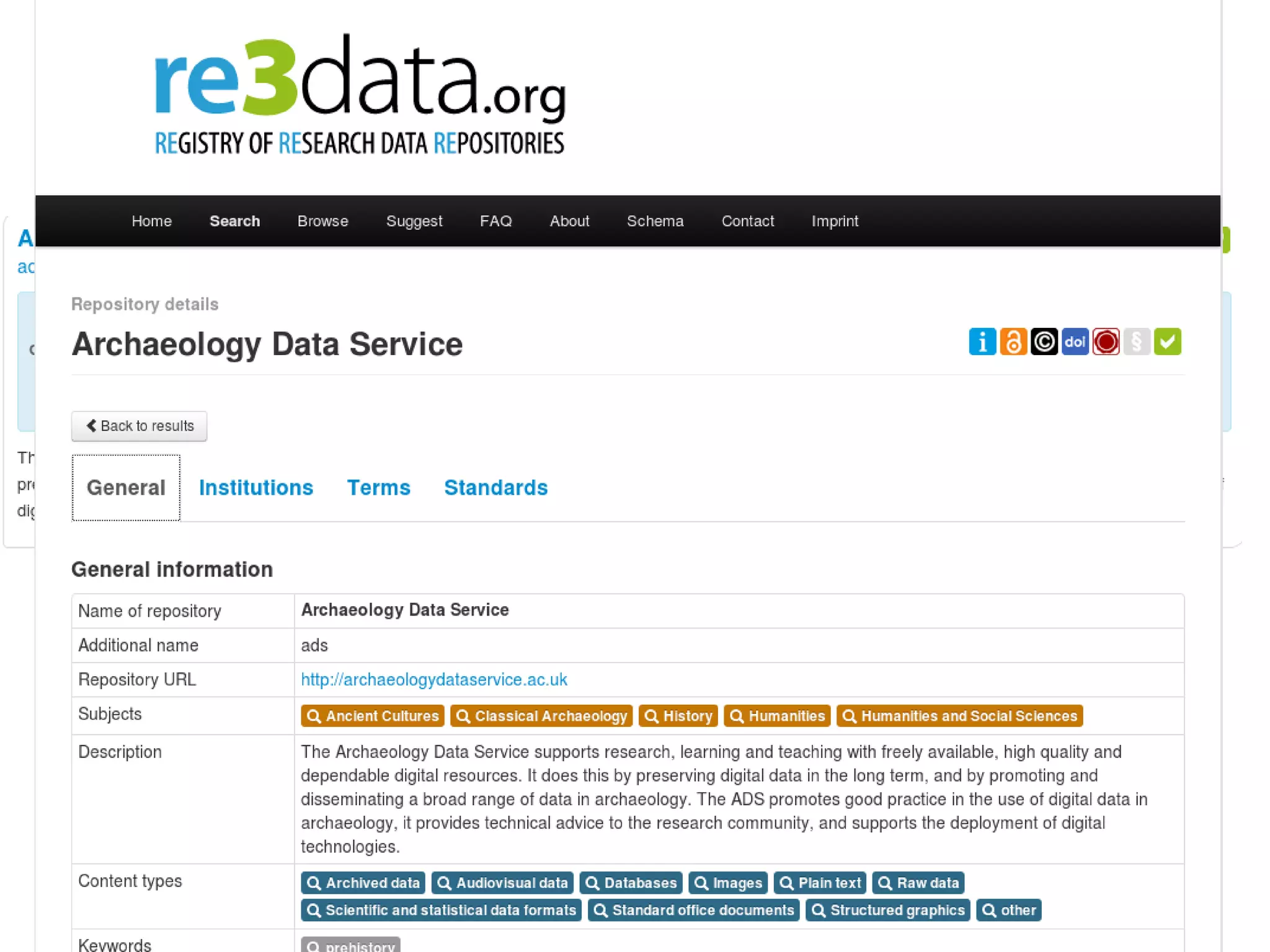 Repository finders

A re3data record

2014-01-08

Kevin Ashley – ESIP Winter 2014 - CC-BY

31

 