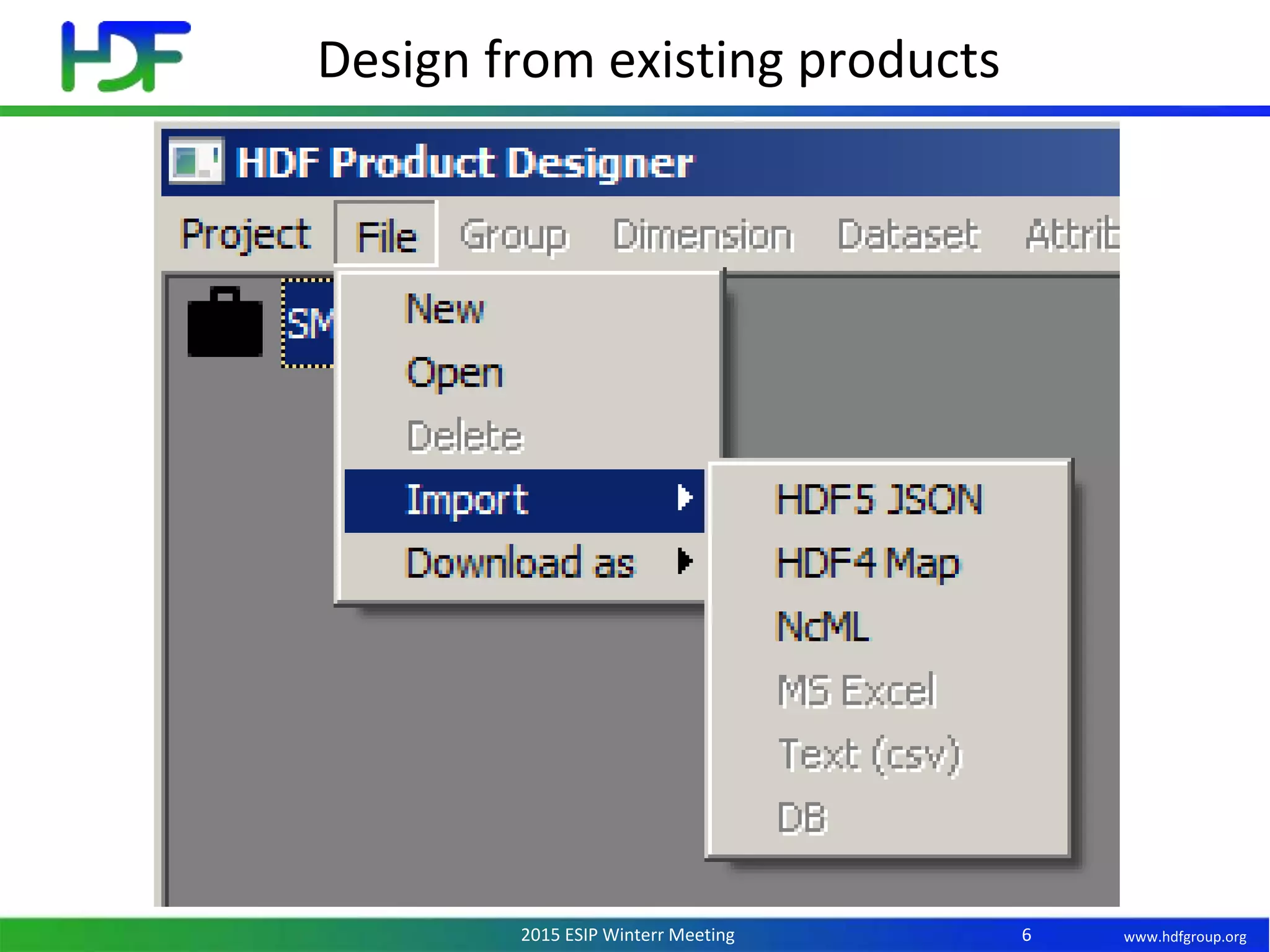 www.hdfgroup.org2015 ESIP Winterr Meeting
Design from existing products
6
 