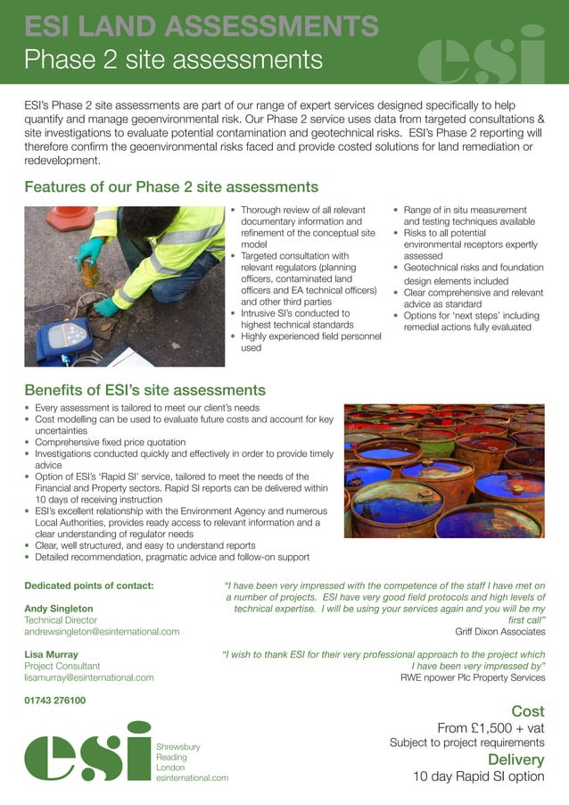 Phase 1 And Phase 2 Site Assessments – ARJF