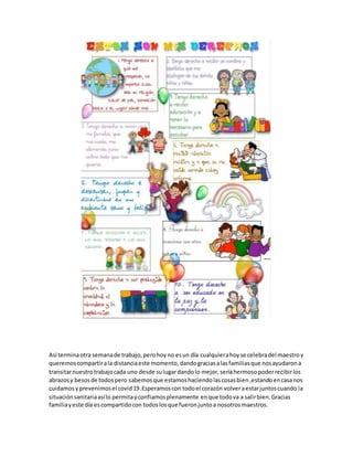 Así terminaotra semanade trabajo,perohoyno esun día cualquierahoyse celebradel maestroy
queremoscompartirala distanciaeste...