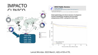 IMPACTO
CLINICO
GEN Bla
KPC 41%
VIM 18%
GES 23%
Lancet Microbe. 2023 March ; 4(3): e159–e170.
 