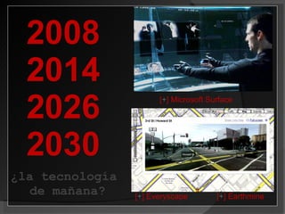 2008 2014 2026 2030 ¿la tecnología  de mañana? [ + ]  Earthmine  [ + ] Everyscape [ + ] Microsoft Surface 