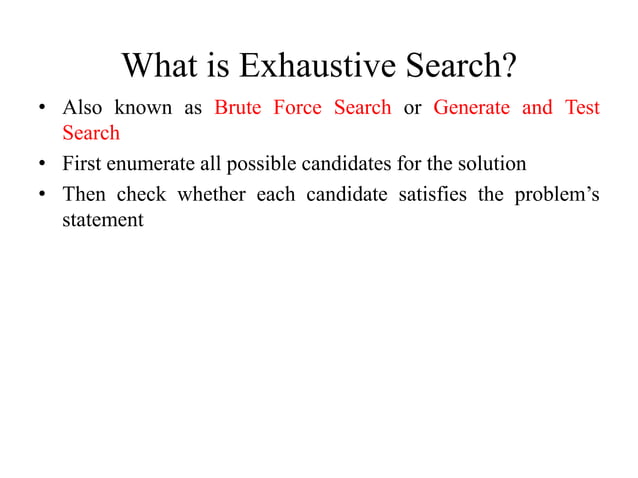 Exhaustive Search | PPT
