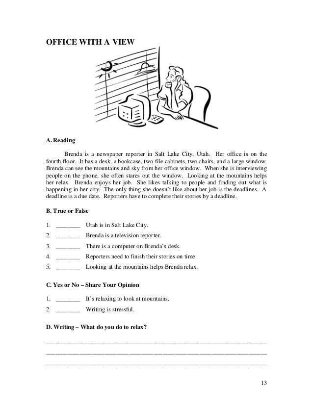 ESL English Language Reading Quiz Worksheets Book 1 Short