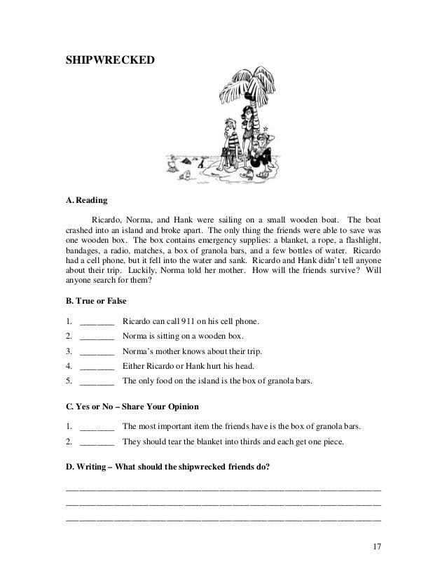 ESL English Language Reading Quiz worksheets Book 1 - Short Stories f…