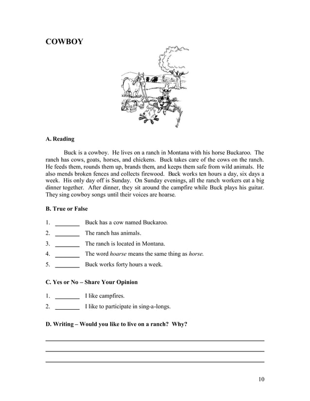 ESL worksheets Book 2 Short Stories for Adult Students