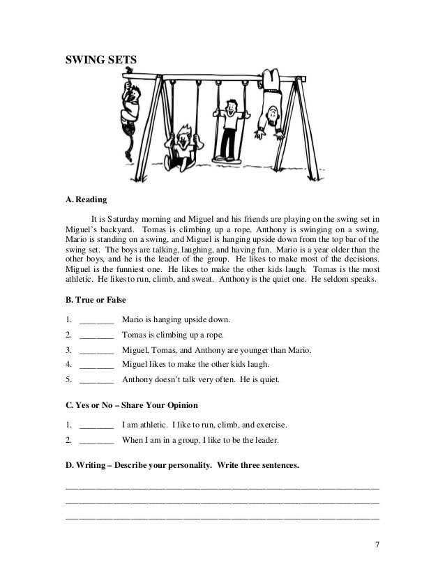 Adult Esl Printable Stories