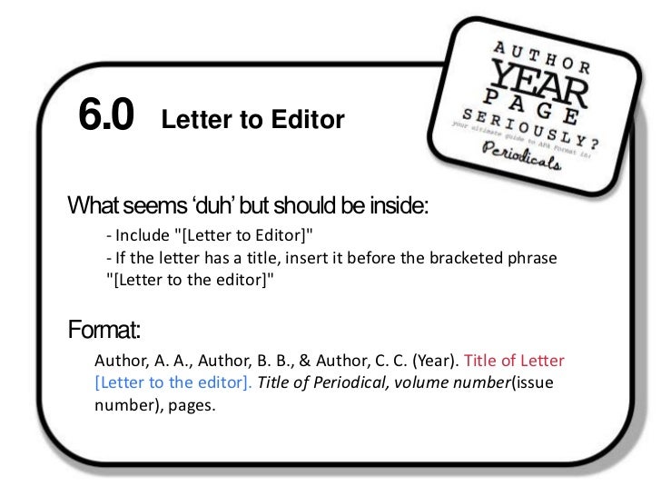 Apa letter to the editor reference