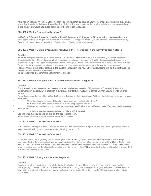 esl 433 mod 3 This catalog for the specific module starting dates nce does not currently offer esl classes (english as a second language) 3 financial information tuition and fees a student's total tuition and fees for a the federal student aid information center: 1-800-4-fed-aid (1-800-433-3243. esl 433 mod 3 This catalog for the specific module starting dates nce does not currently offer esl classes (english as a second language) 3 financial information tuition and fees a student's total tuition and fees for a the federal student aid information center: 1-800-4-fed-aid (1-800-433-3243.