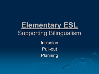 Elementary ESLSupporting Bilingualism Inclusion Pull-out Planning 