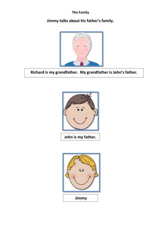 The Family

         Jimmy talks about his father’s family.




Richard is my grandfather. My grandfather is John’s father.




                  John is my father.




                         Jimmy
 